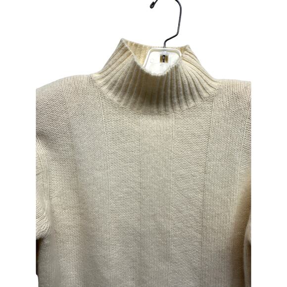 Vintage Wainscott Wool Angora Turtleneck Sweater | Cream Ribbed Soft Knit S - Picture 3 of 8